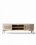 Meuble de télévision en bois clair avec rangement 150 x 40 x 50 cm