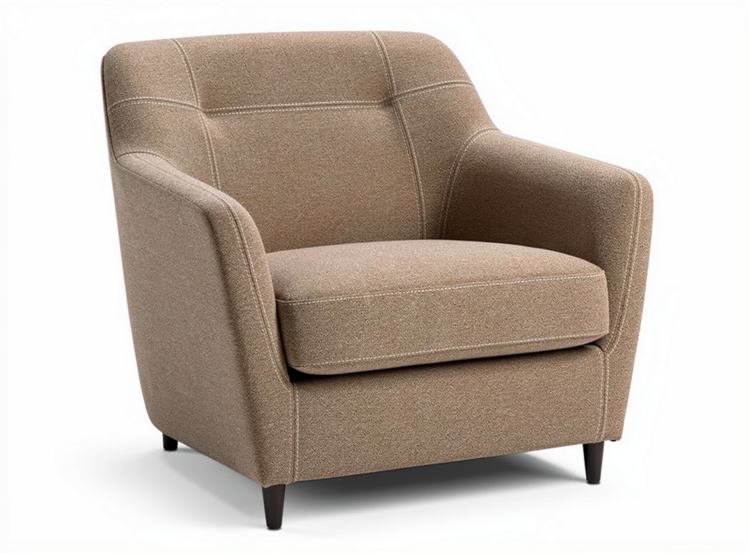 Fauteuil en tissu beige avec pieds en bois 75 x 80 x 85cm pour salon