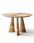 Table ronde en bois avec pieds en forme de cône diamètre 150 cm hauteur 75 cm