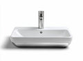 Lavabo en céramique blanche 50 x 30 x 15cm avec robinet chromé intégré