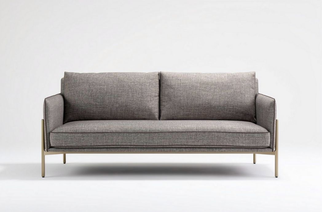 Canapé gris en tissu avec structure en métal dimensions 180 x 85 x 75cm