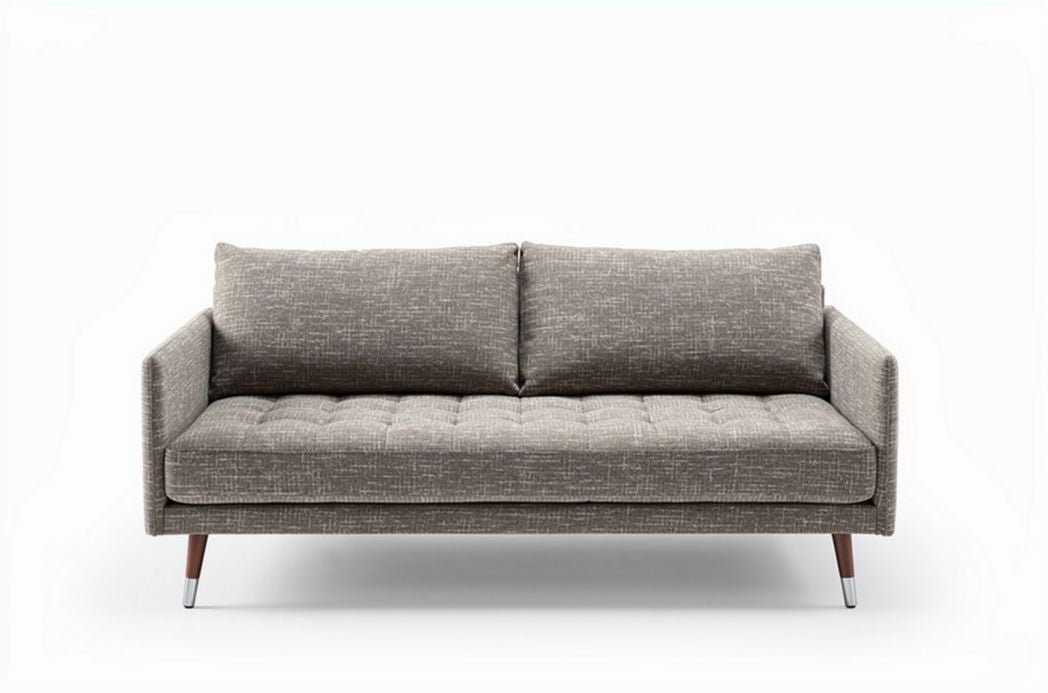 Canapé en tissu gris avec coussins rembourrés dimensions 190 x 90 x 85cm