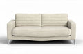 Canapé en tissu beige avec pieds en métal chrome 200 x 90 x 80cm