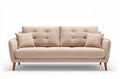 Canapé en tissu beige avec coussins amovibles dimensions 200 x 90 x 80cm